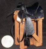 Saddle Leather Black New 1:12 Miniature Cowboy Western Horse