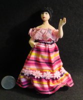 Doll - Woman Female Hispanic Folk Costume 1:12 Miniature 8905