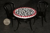 Mosaic Top Table 2 Chairs 1:12 Miniature Patio Bistro S35 9869
