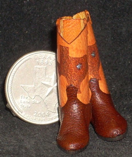 Brown Old Boots Dollhouse Miniature Prestige Cowboy Cowgirl  1:12 Western Texas 