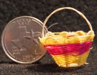 Basket Cactus Fiber Pink Yellow 1:12 Mexican Miniature B104 VARY