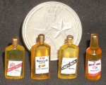 Whiskey Vintage Bottle Mixed Set of 4 1:12 Miniature #FA40313