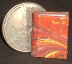 Book Marbled Orange Hand Made Paper 1:12 Miniature #P1002(2) OR