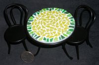 Mosaic Top Table 2 Chairs 1:12 Miniature Patio Bistro S50 6156