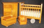 Walnut Nursery Set Crib Bureau Potty Chair Chest #T0124 1:12
