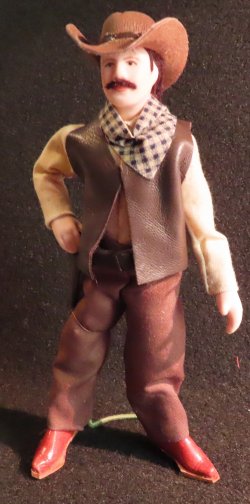 Doll - White Man Brown Clothes Cowboy Western 1:12 Mini 8544