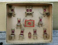 OLD VTG DOLLHOUSE MINIATURE PIERCED PARLOR SET NEW IN OB MADE ME