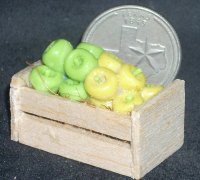 Apples Green & Yellow in Wood Crate 1:12 Miniature Market #2754