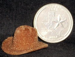 Cowboy / Cowgirl Hat Brown Flock Plastic #NC-062261 1:12 Mini