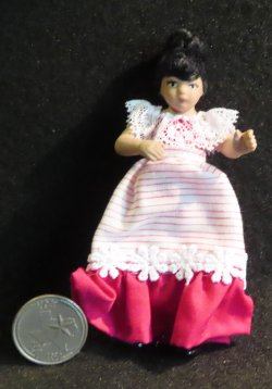 Doll - Girl Child Hispanic Folk Costume 1:12 Miniature 0390