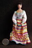 Doll - Woman Hispanic Mexican 1:12 Miniature #2302 Patsy Thomas