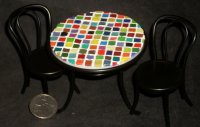 Mosaic Top Table 2 Chairs 1:12 Miniature Patio Bistro S35 5821