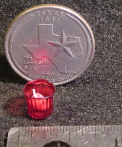Votive Candle Red Holder Red Candle H192 1:12 Miniature