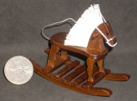 Rocking Horse Wood Walnut 1:12 Miniature Cowboy Cowgirl CLA10378
