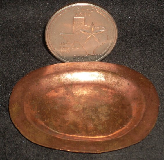 Copper - Oval Serving Tray #MC709 1:12 Mexican Hand Worked - Click Image to Close