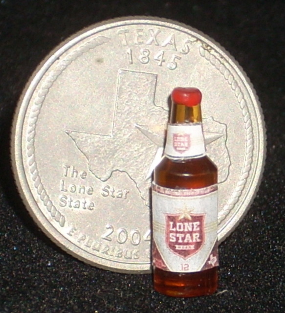 Star Beer Bottle Texas / Red & White 1:12 Miniature