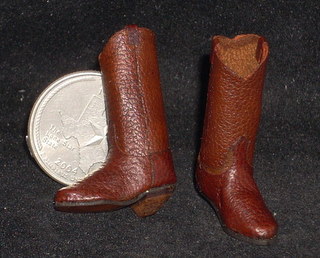 Boots Brown New 1:12 Western Dollhouse Miniature Cowboy Cowgirl - Click Image to Close